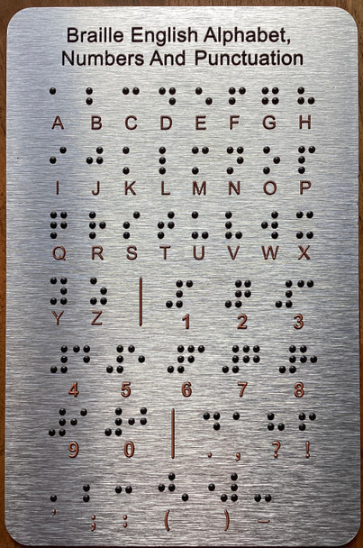 ADA Braille English Alphabet, Number And Punctuation Sign
