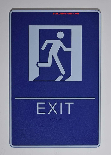 EXIT  with Tactile Graphic Braille  with Raised Tactile Graphics and Letters