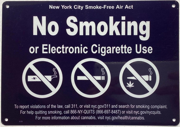 NYC Smoke-Free Air Act Sign – No Smoking or Electronic Cigarettes | 7x10 Aluminum, Rust-Free NYC Smoke-Free Air Act Sign – No Smoking or Electronic Cigarettes | 7x10 Aluminum, Rust-Free