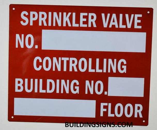 Sprinkler Valve Number Controlling Building  RED