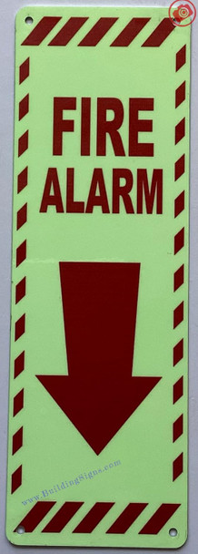 Photoluminescent FIRE ALARM WITH ARROW DOWN/GLOW IN THE DARK FIRE ALARM ARROW DOWN