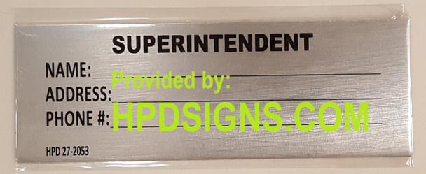 Janitor name/address-Superintendent