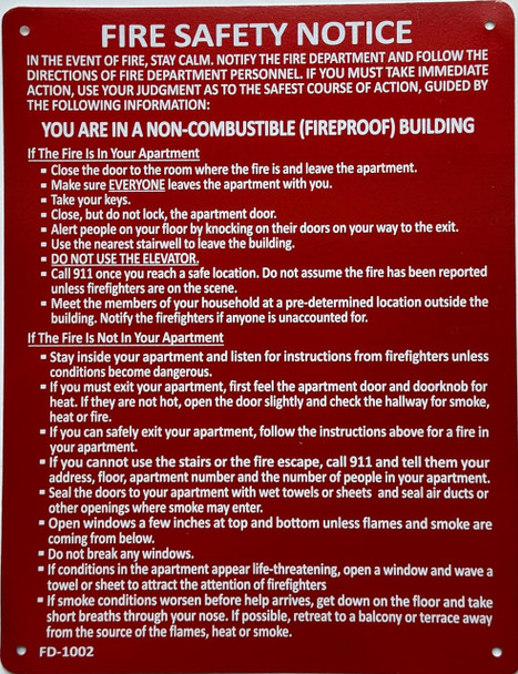 HPD NYC LOBBY FIRE SAFETY NOTICE FIRE PROOF BUILDING/FDNY LOOBY FIRE SAFETY NOTICE FIRE PROOF BUILDING Safety Sign HPD NYC LOBBY FIRE SAFETY NOTICE FIRE PROOF BUILDING/FDNY LOOBY FIRE SAFETY NOTICE FIRE PROOF BUILDING Safety Sign