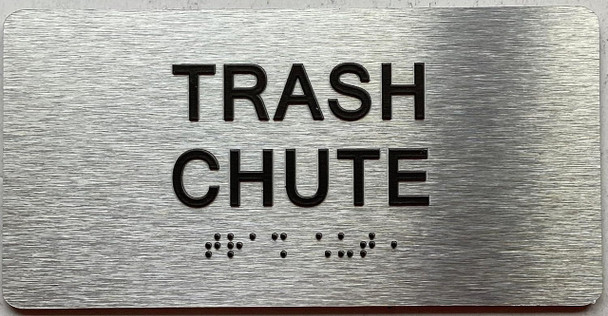 TRASH CHUTE  with Raised letters/Image & Grade 2 Braille - Includes Red Adhesive pad for Easy Installation TRASH CHUTE  with Raised letters/Image & Grade 2 Braille - Includes Red Adhesive pad for Easy Installation