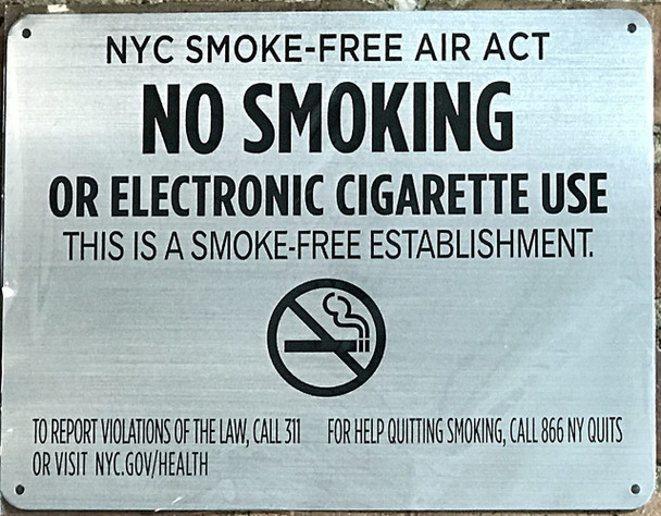 LOT OF 5  NYC Smoke free Act  "No Smoking or Electric cigarette Use"-FOR ESTABLISHMENT