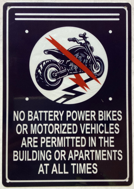 No battery power bikes or motorized vehicles are permitted in the building or apartments at all times