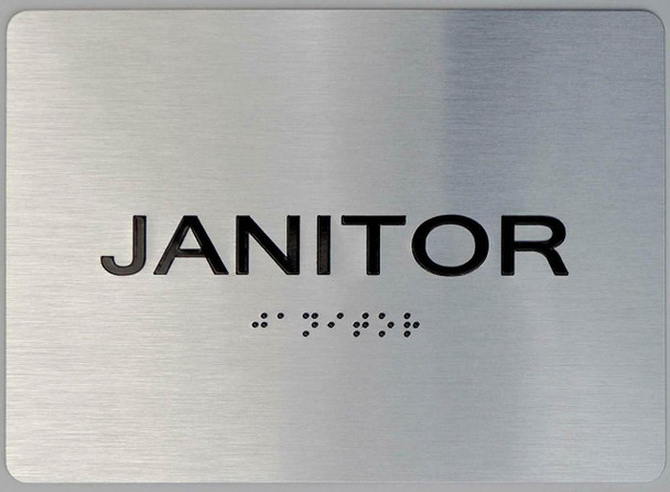 Janitor Braille with Raised Tactile Graphics and Letters- Janitor Braille with Raised Tactile Graphics and Letters-