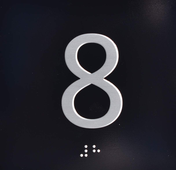 8TH Floor Elevator Jamb Plate - with Braille and Raised Number-Elevator Floor Number - 8TH Floor Elevator Jamb Plate - with Braille and Raised Number-Elevator Floor Number -