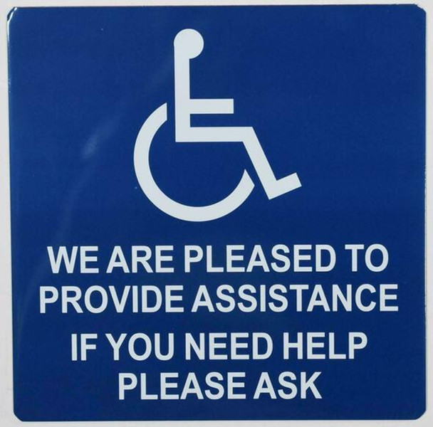 ADA ACCESSIBLE Door Sticker-We are Pleased to Provide Assistance ADA ACCESSIBLE Door Sticker-We are Pleased to Provide Assistance