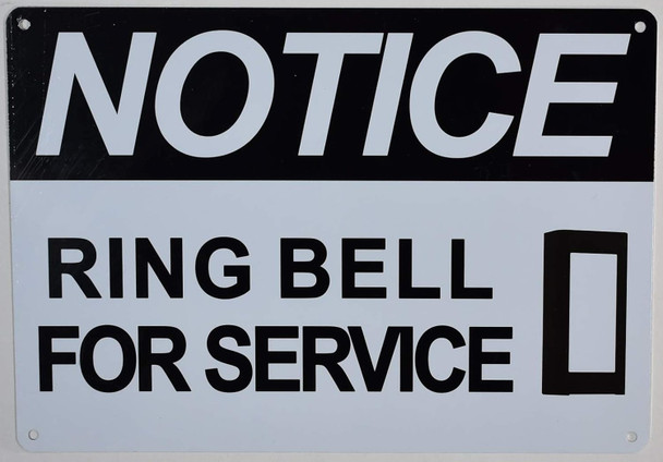 Notice Ring Bell for Service Sign-Tactile Signs