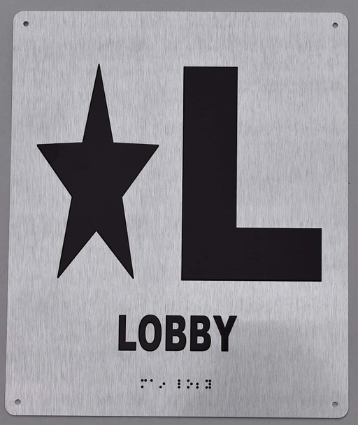 Lobby Sign-Tactile Signs  Silver - Star Lobby Sign-Tactile Signs  Floor Number Sign-Tactile Signs - Tactile Touch Braille Sign-Tactile Signs