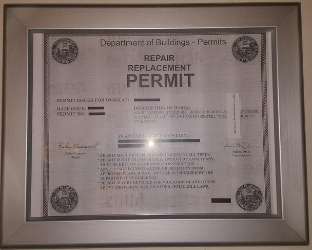 Permit frame city of Chicago Permit frame city of Chicago
