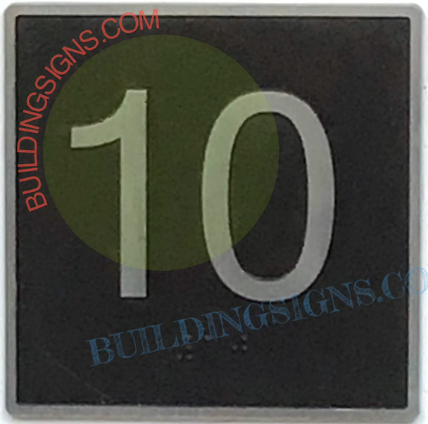 ELEVATOR FLOOR NUMBER 10- ELEVATOR JAMB PLATE FLOOR 10 ELEVATOR FLOOR NUMBER 10- ELEVATOR JAMB PLATE FLOOR 10