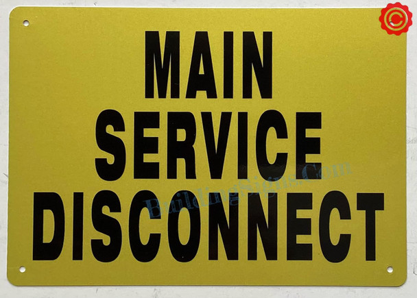 Main Service Disconnect Sign Main Service Disconnect Sign