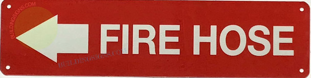 FIRE HOSE LEFT ARROW SIGN, Fire Safety HPD SIGN FIRE HOSE LEFT ARROW SIGN, Fire Safety HPD SIGN