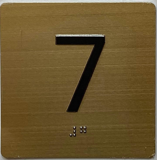 7TH FLOOR Elevator Jamb Plate sign With Braille and raised number-Elevator FLOOR 7 number sign