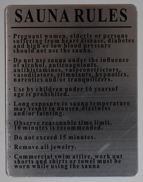 SAFTEY SIGN: SAUNA RULES SIGN SAFTEY SIGN: SAUNA RULES SIGN