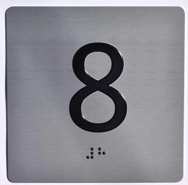 Elevator JAMB Plate with Braille - Elevator Floor Number Brush SILVER Elevator JAMB Plate with Braille - Elevator Floor Number Brush SILVER