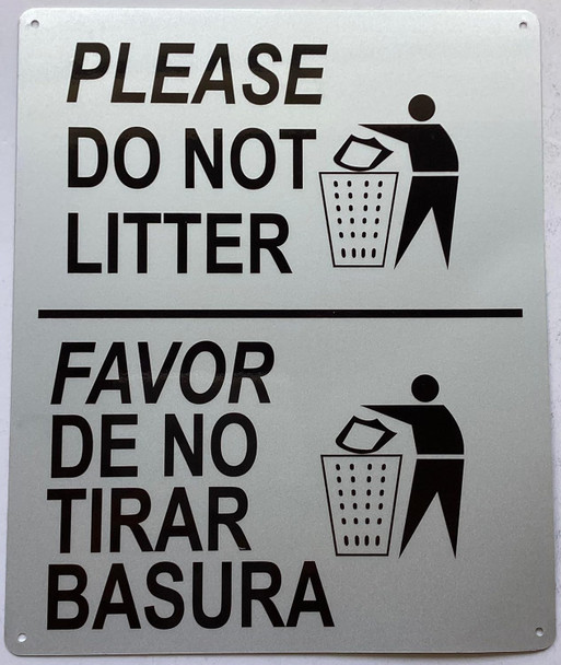 PLEASE DO NOT LITTER ENGLISH SPANISH SIGN