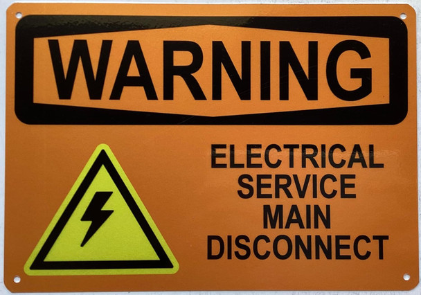 WARNING ELECTRICAL SERVICE MAIN DISCONNECT  SIGN WARNING ELECTRICAL SERVICE MAIN DISCONNECT  SIGN