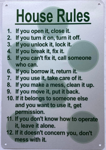 HOUSE RULES SIGN HOUSE RULES SIGN