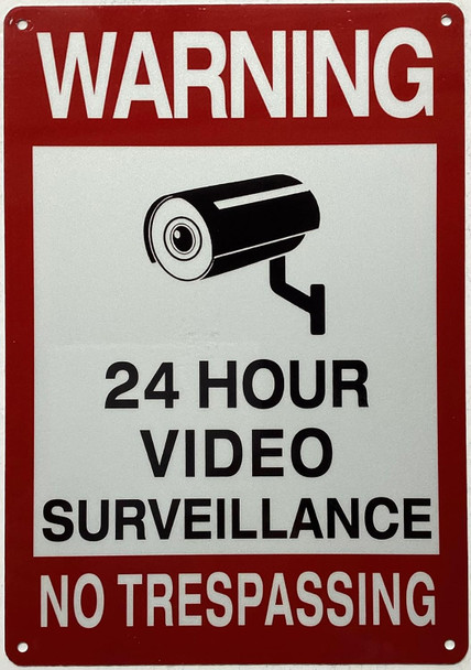 Warning 24 hour video surveillance no trespassing Warning 24 hour video surveillance no trespassing