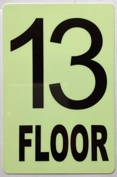 GLOW IN DARK FLOOR NUMBER SIGN- THE GLOWMARK LINE (13TH FLOOR)
