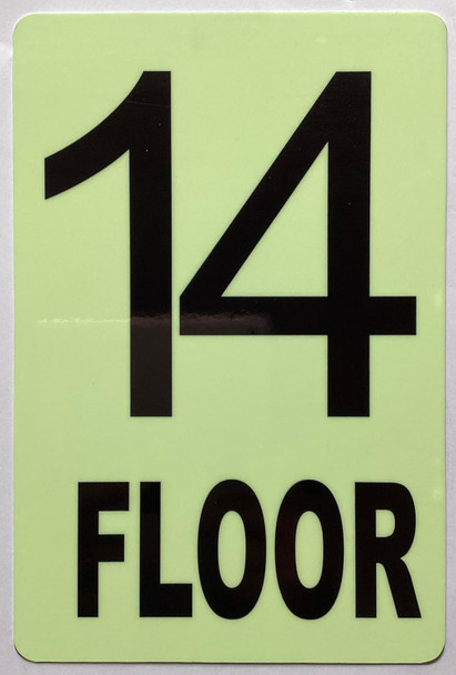 GLOW IN DARK FLOOR NUMBER SIGN- THE GLOWMARK LINE (14TH FLOOR)