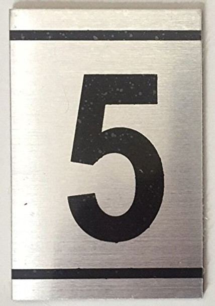 NUMBER SIGN -5 -BRUSHED ALUMINUM NUMBER SIGN -5 -BRUSHED ALUMINUM