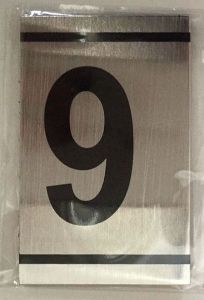 NUMBER SIGN -9-BRUSHED ALUMINUM NUMBER SIGN -9-BRUSHED ALUMINUM