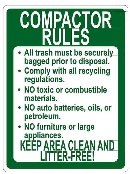 COMPACTOR RULES SIGN