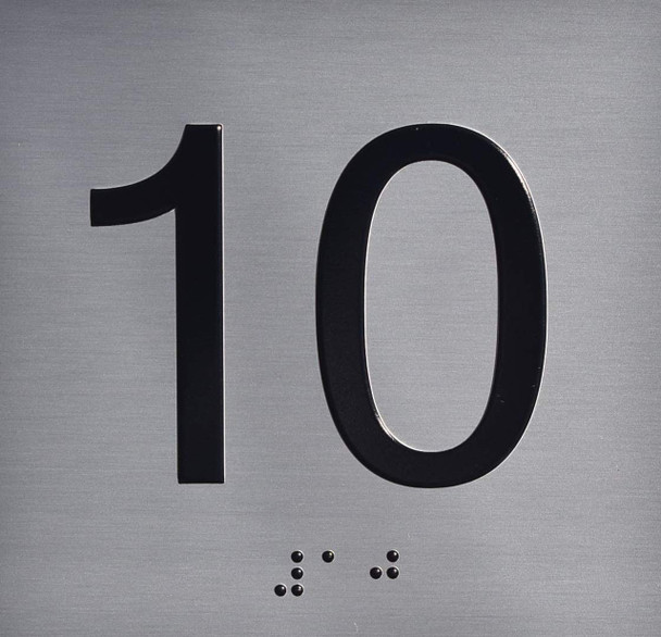 10TH Floor Elevator Jamb Plate Sign- with Braille and Raised Number-Elevator Floor Number Sign- 10TH Floor Elevator Jamb Plate Sign- with Braille and Raised Number-Elevator Floor Number Sign-