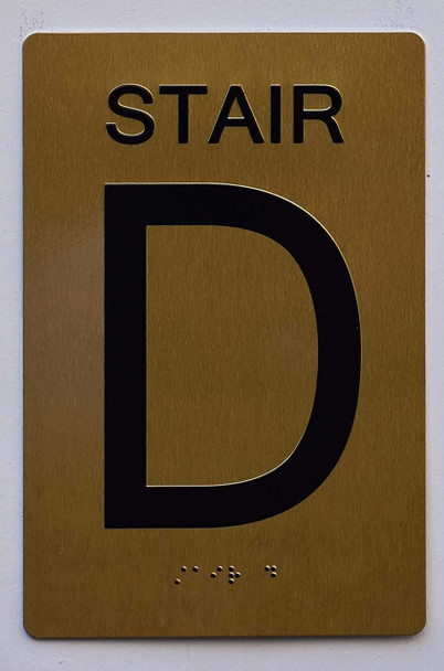 Stair D Sign-Tactile Signs - Gold Stair D Sign-Tactile Signs - Gold