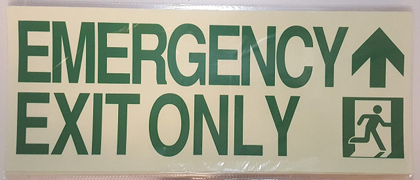 EMERGENCY EXIT ONLY ARROW up