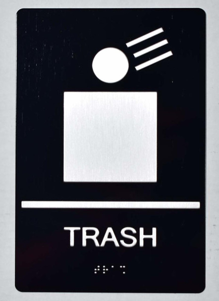 Trash Sign-Tactile Signs - Trash Sign-Tactile Signs -
