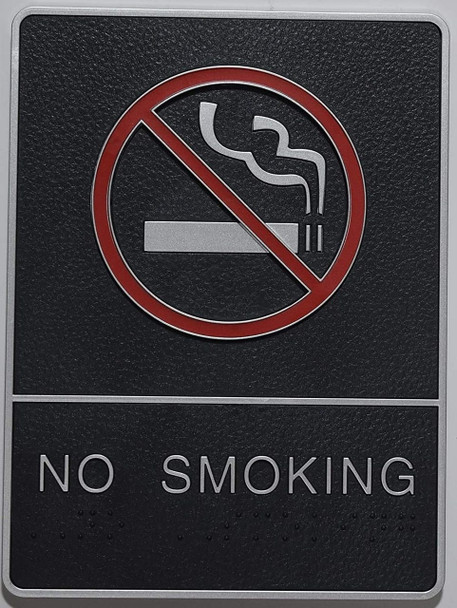 NO Smoking Sign Braille Sign with Raised Tactile Graphics and Letters NO Smoking Sign Braille Sign with Raised Tactile Graphics and Letters