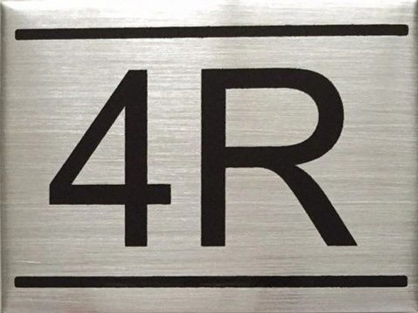 APARTMENT NUMBER SIGN -4R -BRUSHED ALUMINUM APARTMENT NUMBER SIGN -4R -BRUSHED ALUMINUM