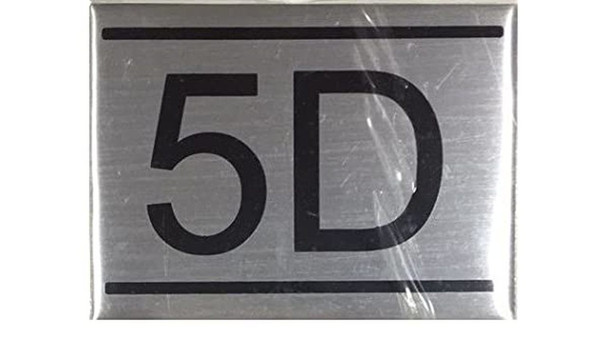 APARTMENT NUMBER SIGN -5D -BRUSHED ALUMINUM