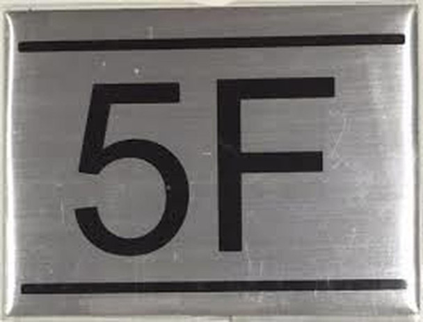 APARTMENT NUMBER SIGN -5F -BRUSHED ALUMINUM
