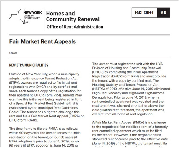 Fact Sheet #6: Fair Market Rent Appeals Fact Sheet #6: Fair Market Rent Appeals