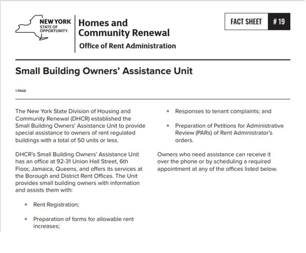 Fact Sheet #19: Small Building Owners' Assistance Unit Fact Sheet #19: Small Building Owners' Assistance Unit