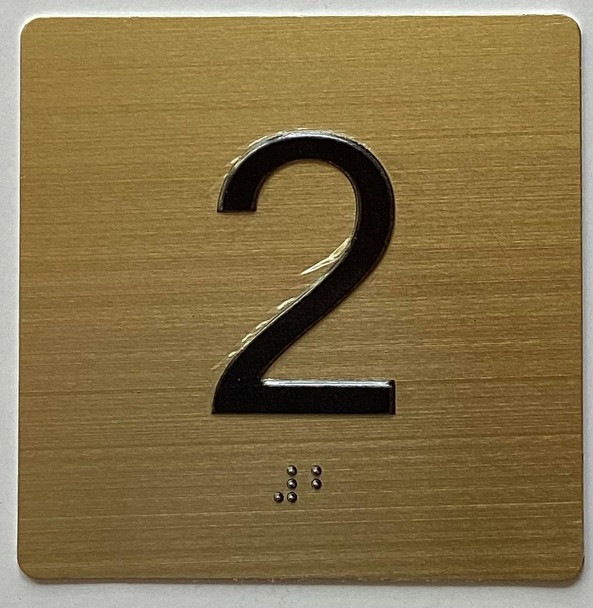 2ND FLOOR Elevator Jamb Plate sign With Braille and raised number-Elevator FLOOR 2 number sign 2ND FLOOR Elevator Jamb Plate sign With Braille and raised number-Elevator FLOOR 2 number sign