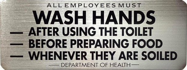 ALL EMPLOYEES MUST WASH HANDS DEPARTMENT OF HEALTH SignNYC RESTURANT SIGN ALL EMPLOYEES MUST WASH HANDS DEPARTMENT OF HEALTH SignNYC RESTURANT SIGN