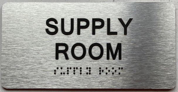 SUPPLY ROOM sign with Raised letters/Image & Grade 2 Braille - Includes Red Adhesive pad for Easy Installation SUPPLY ROOM sign with Raised letters/Image & Grade 2 Braille - Includes Red Adhesive pad for Easy Installation