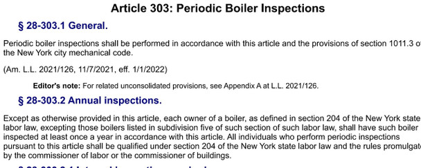 Owner's Annual Boiler Inspection Report: Requirements in NYC