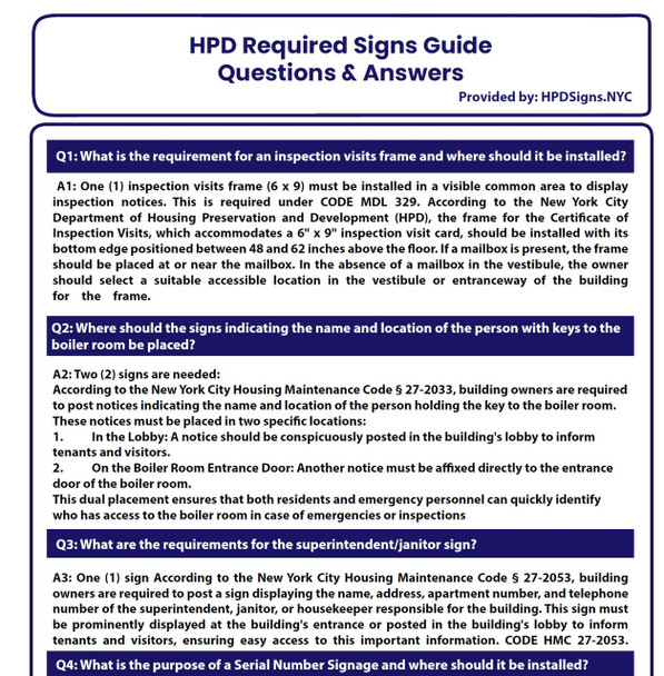 HPD Required Signs Guide Questions & Answers