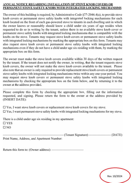 Stove knob covers availability annual notice v 2024-10 Stove knob covers availability annual notice v 2024-10