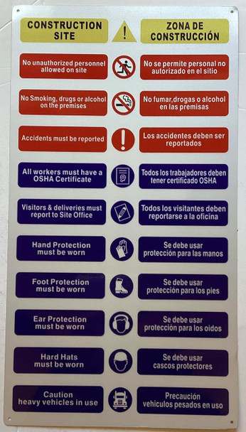 PPE SignConstruction site safety sign Spanish/english