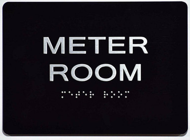 Meter On Sign Meter Room Sign -Tactile Signs Black (Aluminium, Black/Silver,Size 5x7 ...