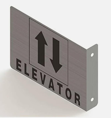Elevator Projection Sign- Elevator 3D Sign (Silver- Brush Aluminium ...